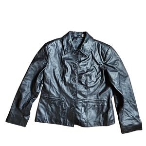 Preston & York Soft Genuine Leather Blazer Jacket Womens PS Lined Biker Grunge